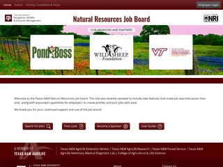 Texas A&M Natural Resources Job Board screenshot preview