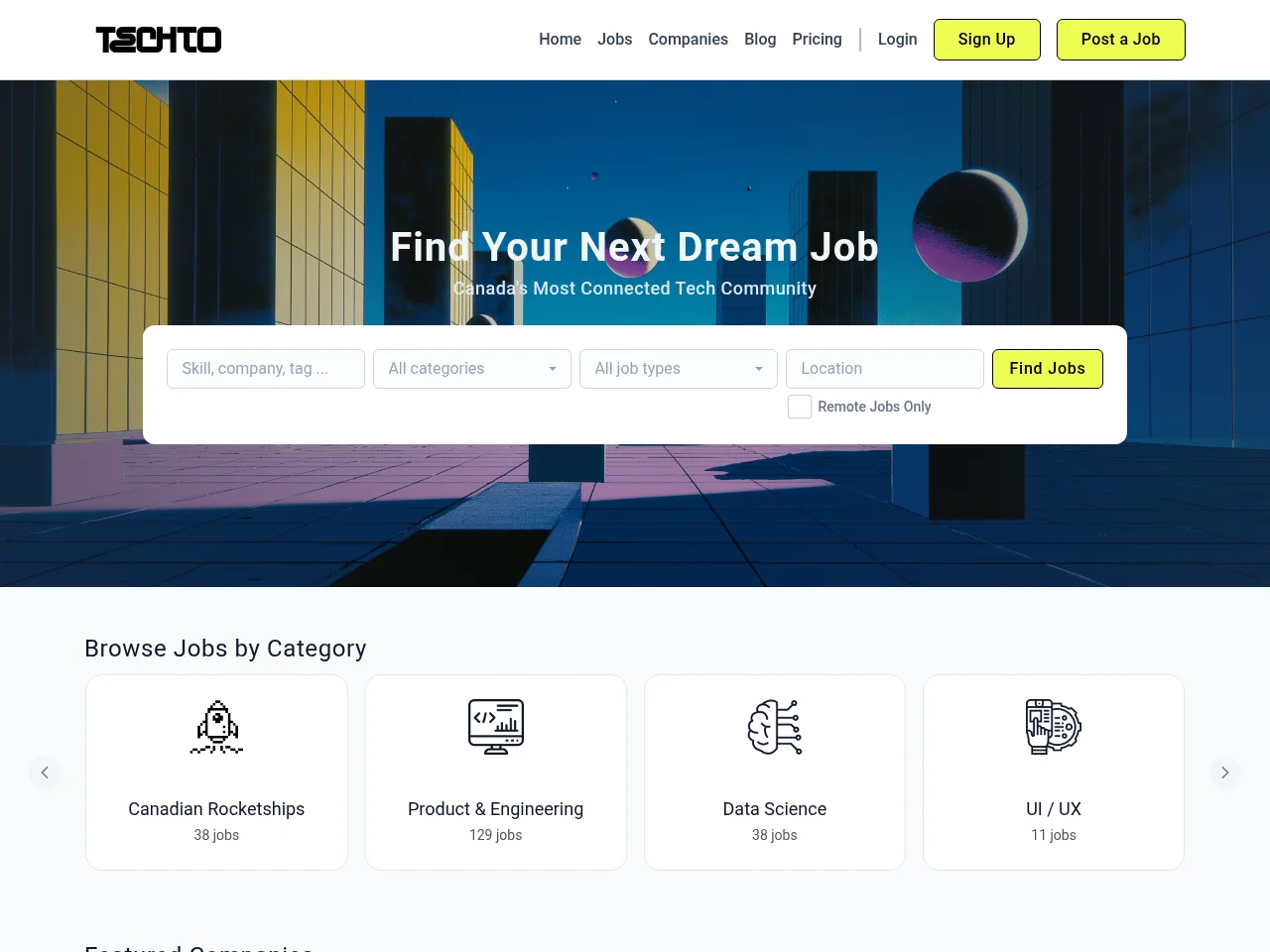 TechTO Job Board screenshot TechTO Job Board job board platform screenshot showing job search interface