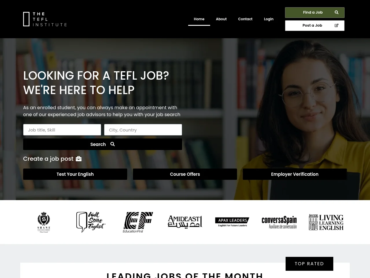 TEFL Institute Jobs screenshot TEFL Institute Jobs job board platform screenshot showing job search interface