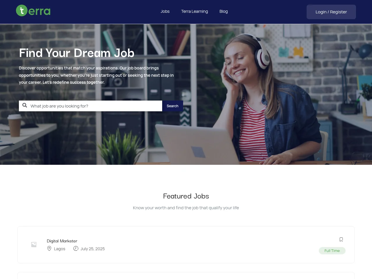 TerraHQ Job Board job board platform screenshot showing job search interface