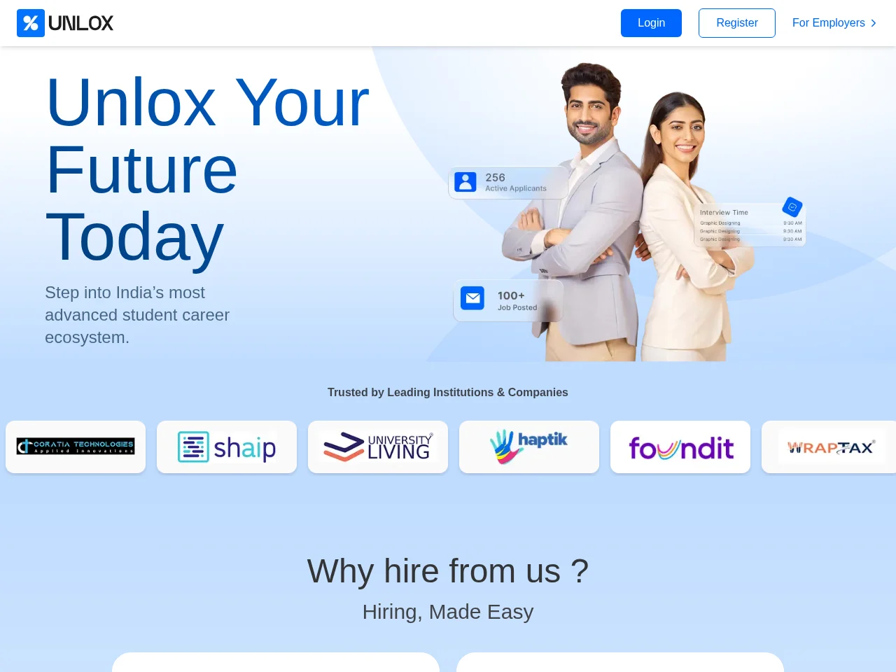 Unlox screenshot Unlox job board platform screenshot showing job search interface