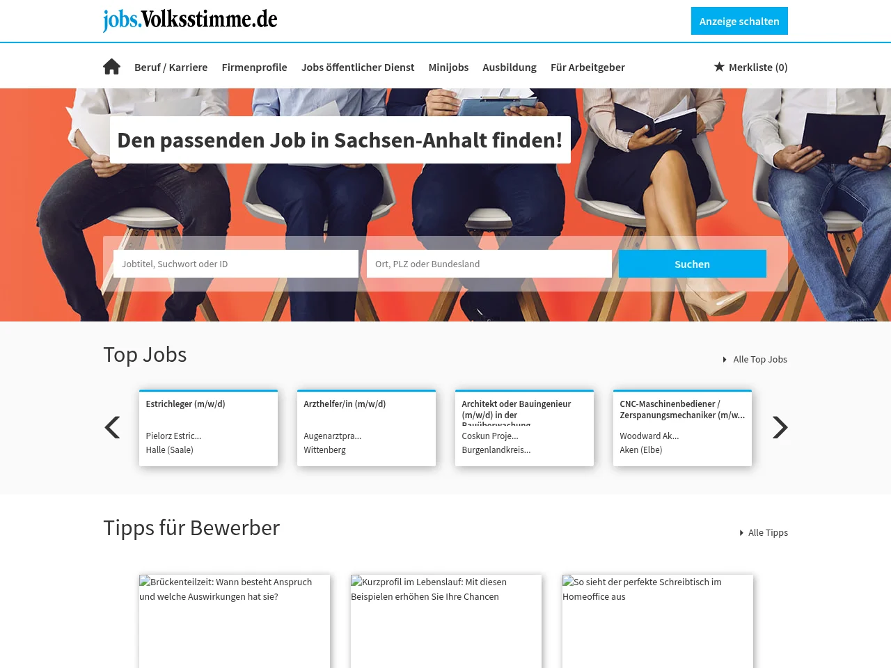 jobs.volksstimme.de screenshot jobs.volksstimme.de job board platform screenshot showing job search interface