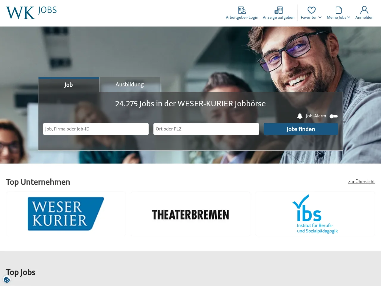 WESER-KURIER Jobbörse screenshot WESER-KURIER Jobbörse job board platform screenshot showing job search interface