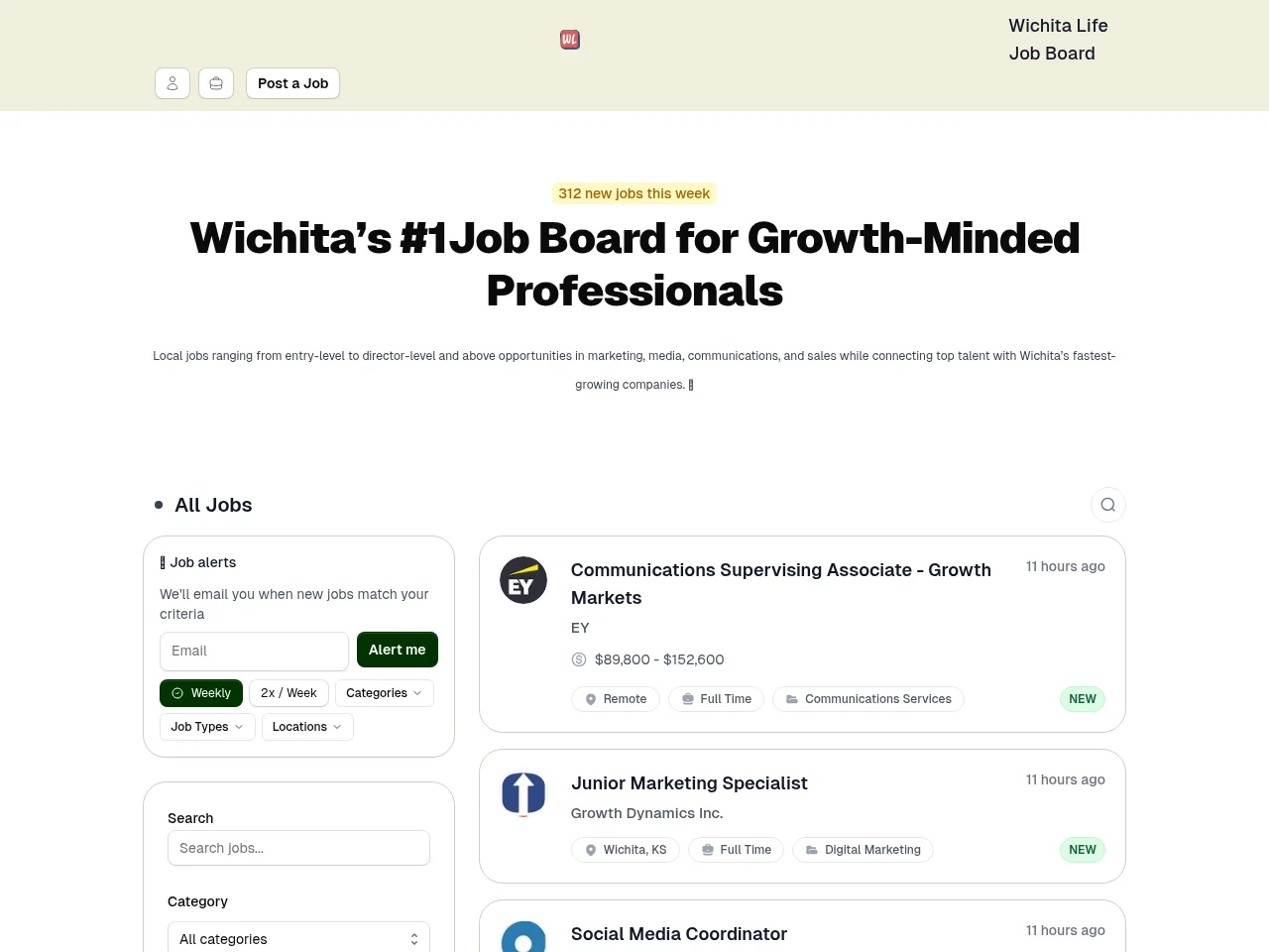 Wichita Life Job Board screenshot Wichita Life Job Board job board platform screenshot showing job search interface