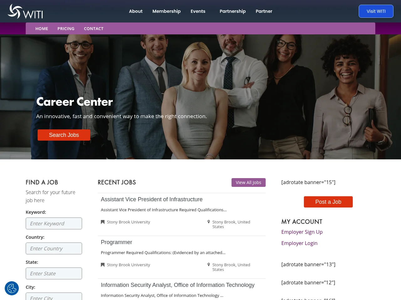 WITI Job Board screenshot WITI Job Board job board platform screenshot showing job search interface