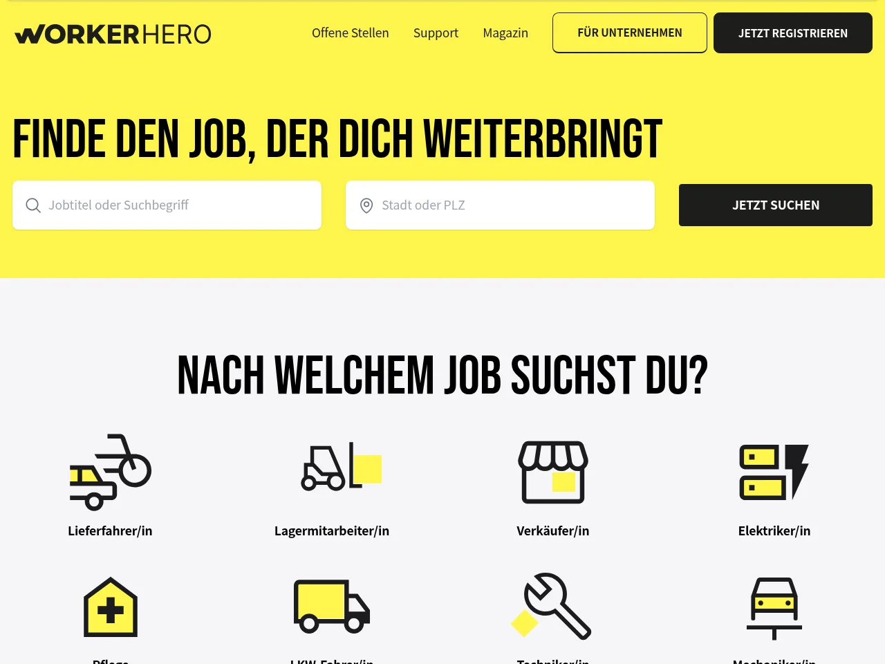 WorkerHero screenshot WorkerHero job board platform screenshot showing job search interface