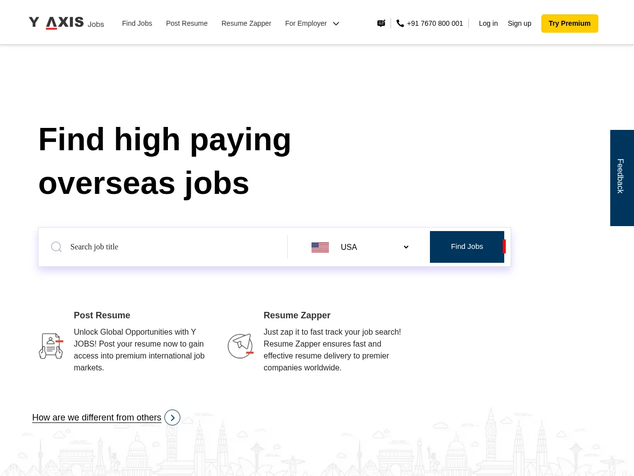 Y Jobs job board platform screenshot showing job search interface
