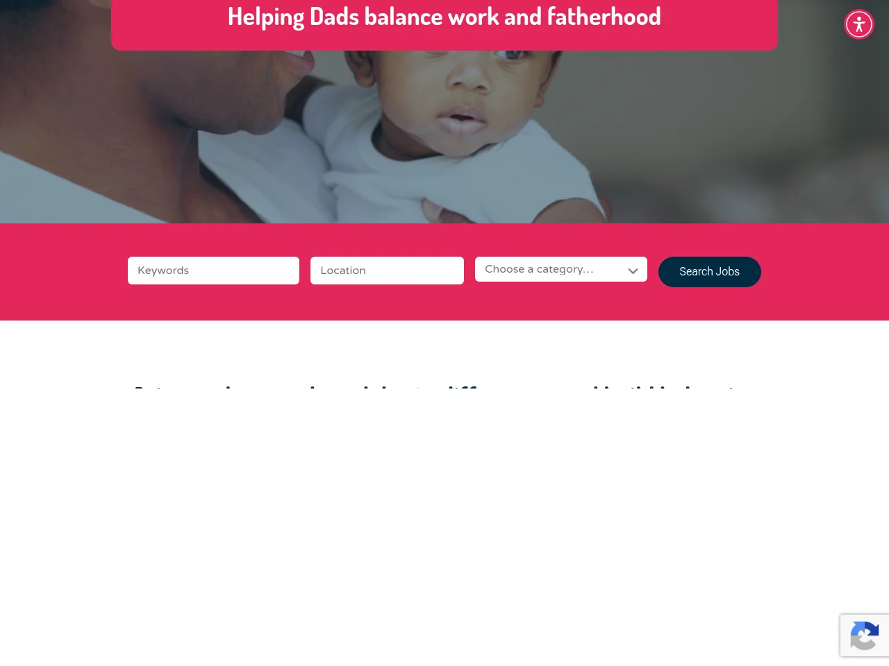 Jobs4Dads job board platform screenshot showing job search interface