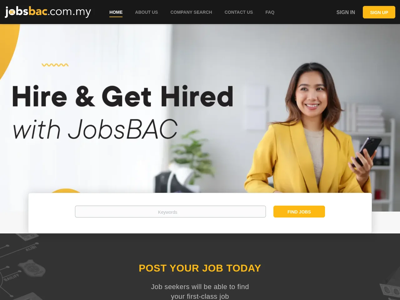 JOBSBAC.COM.MY screenshot JOBSBAC.COM.MY job board platform screenshot showing job search interface