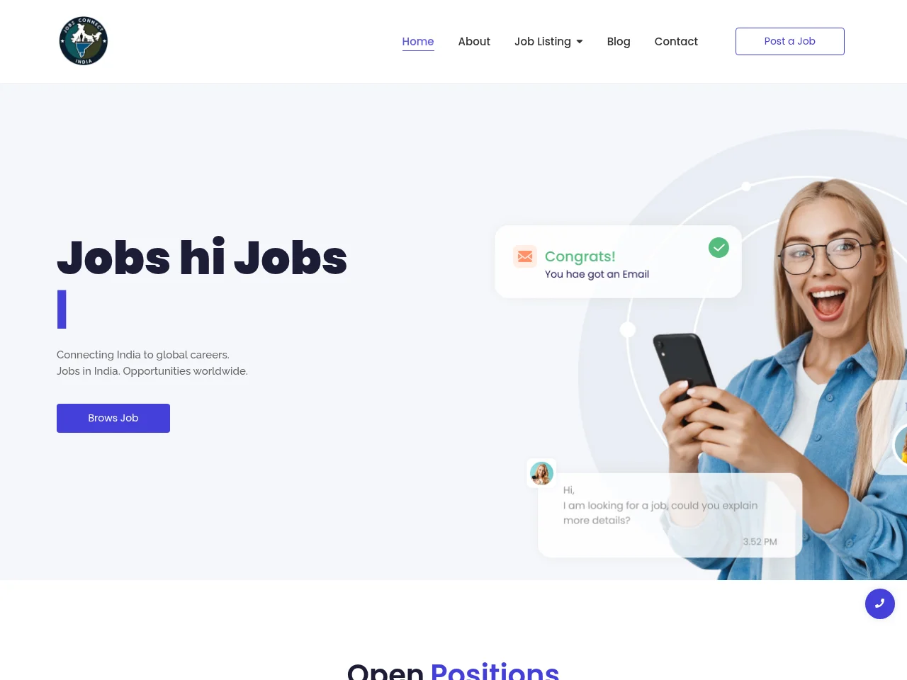 JobsConnect India screenshot JobsConnect India job board platform screenshot showing job search interface