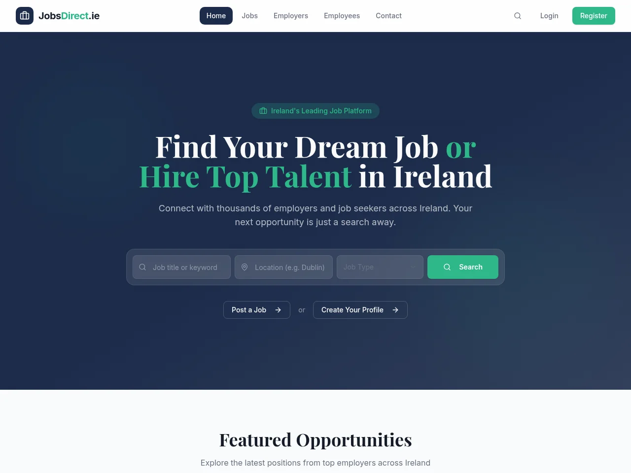 JobsDirect.ie screenshot JobsDirect.ie job board platform screenshot showing job search interface