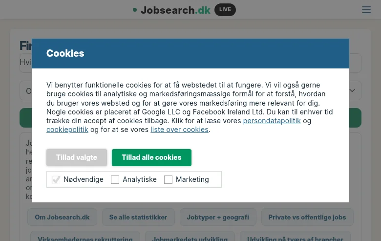 Jobsearch.dk screenshot Jobsearch.dk job board platform screenshot showing job search interface