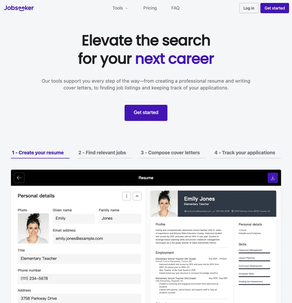 Jobseeker job board platform screenshot showing job search interface