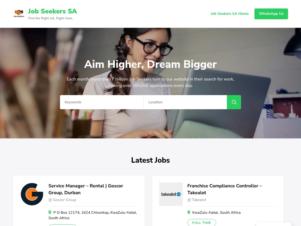 Job Seekers SA screenshot Job Seekers SA job board platform screenshot showing job search interface