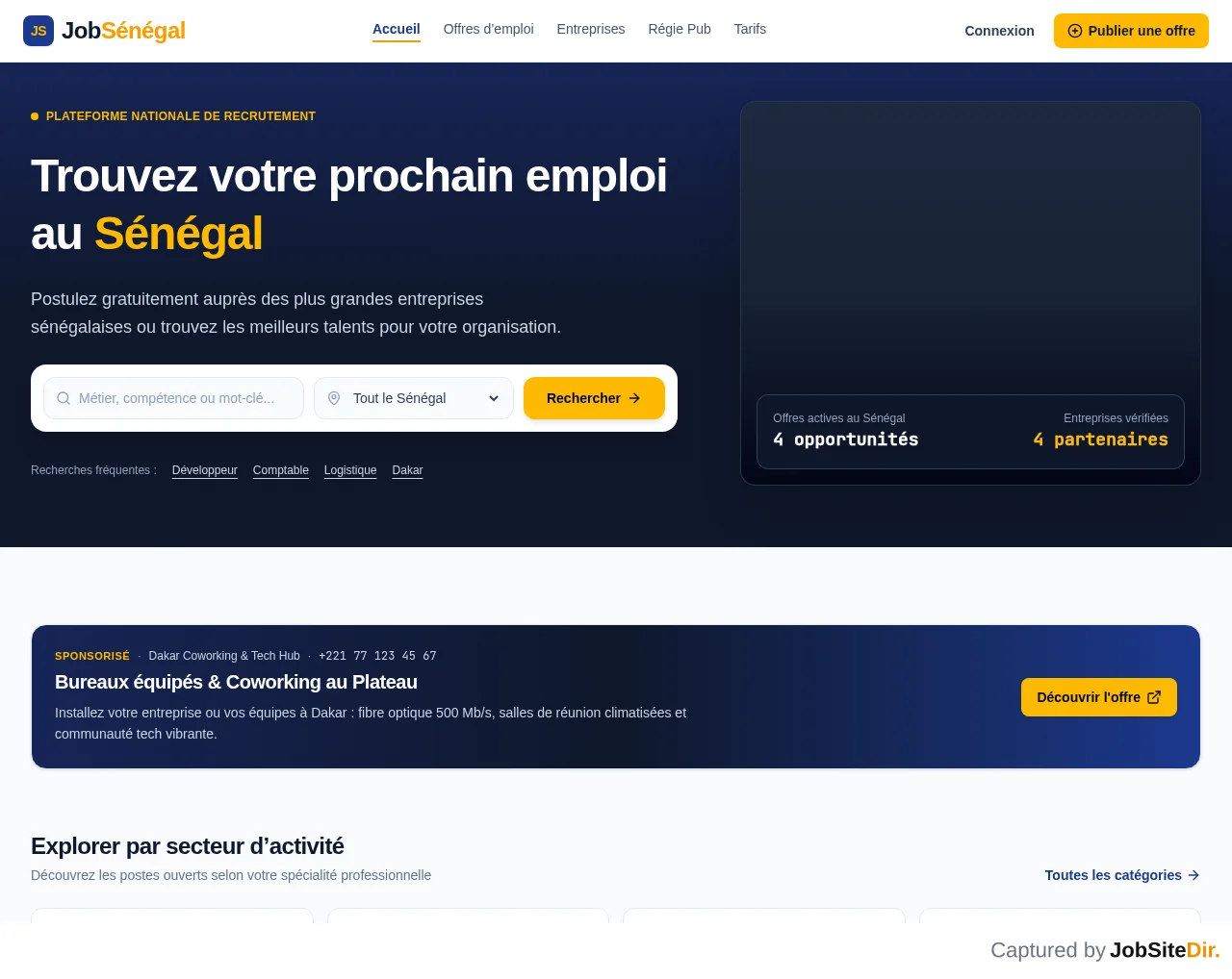 Job Sénégal website screenshot