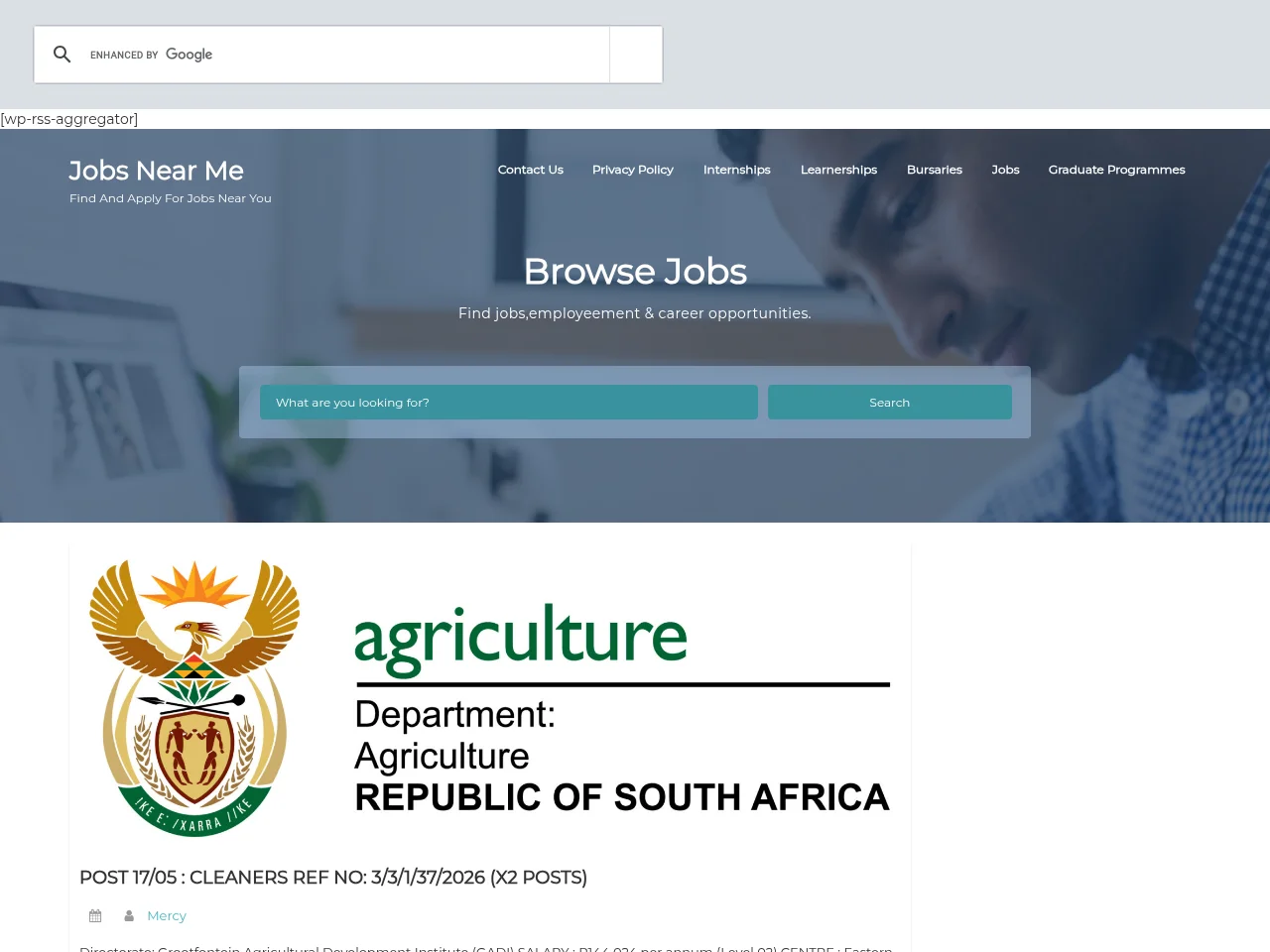 Jobs Finder job board platform screenshot showing job search interface