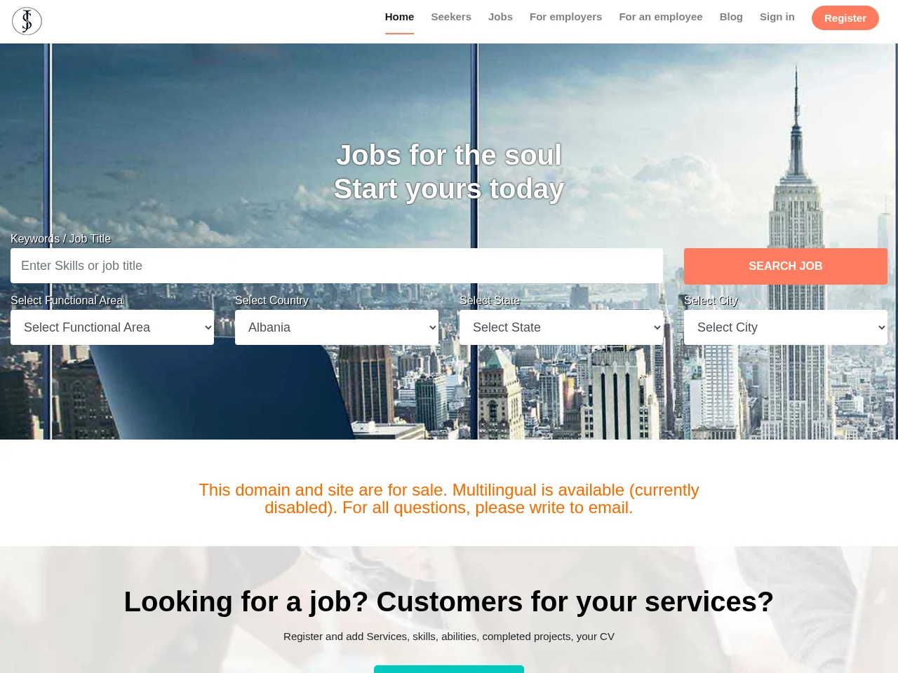 Jobs for the soul job board platform screenshot showing job search interface