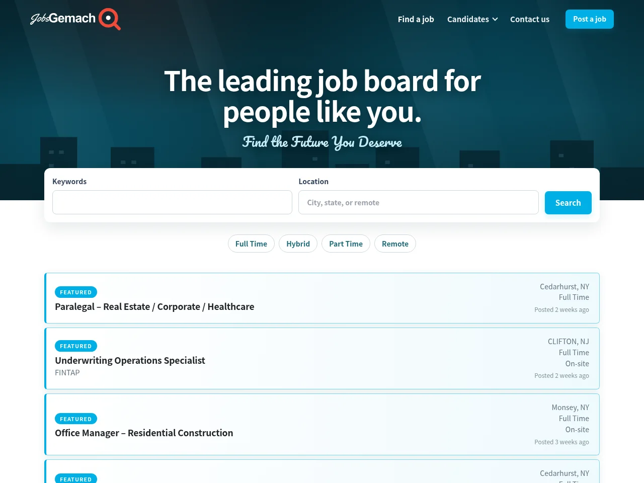 JobsGemach screenshot JobsGemach job board platform screenshot showing job search interface