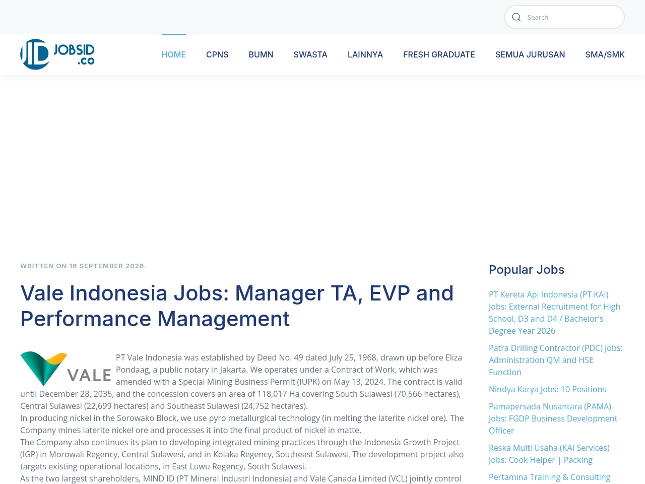 JOBSID.co job board platform screenshot showing job search interface