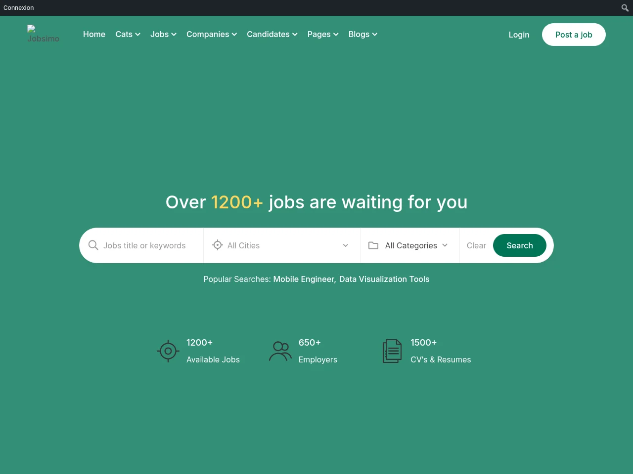Jobsimo screenshot Jobsimo job board platform screenshot showing job search interface