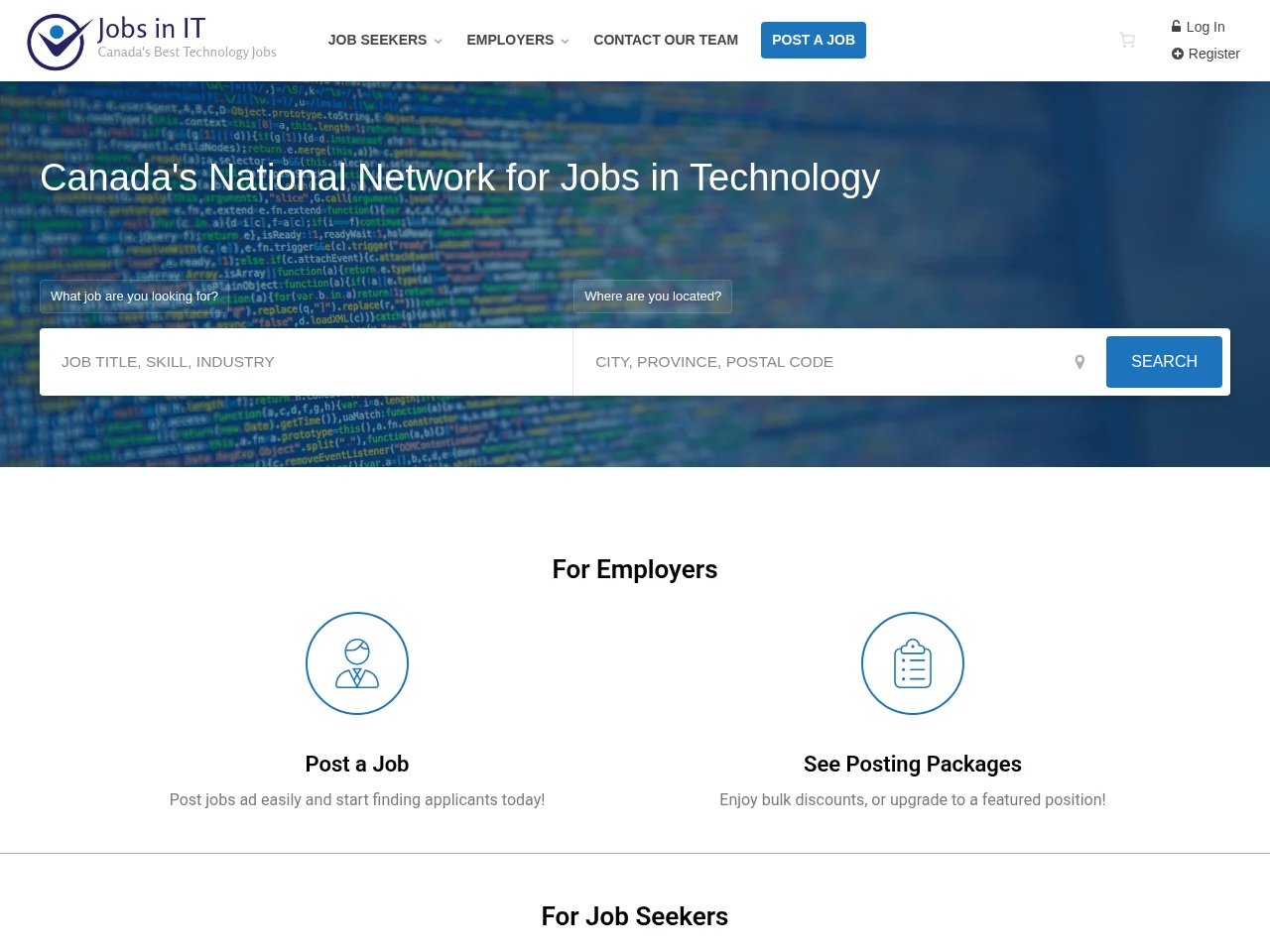 Jobs In IT screenshot Jobs In IT job board platform screenshot showing job search interface