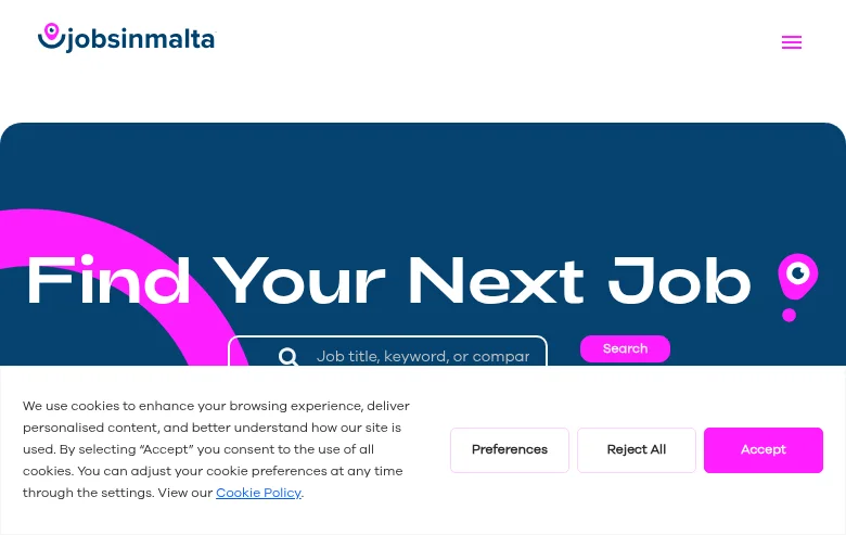 jobsinmalta screenshot jobsinmalta job board platform screenshot showing job search interface