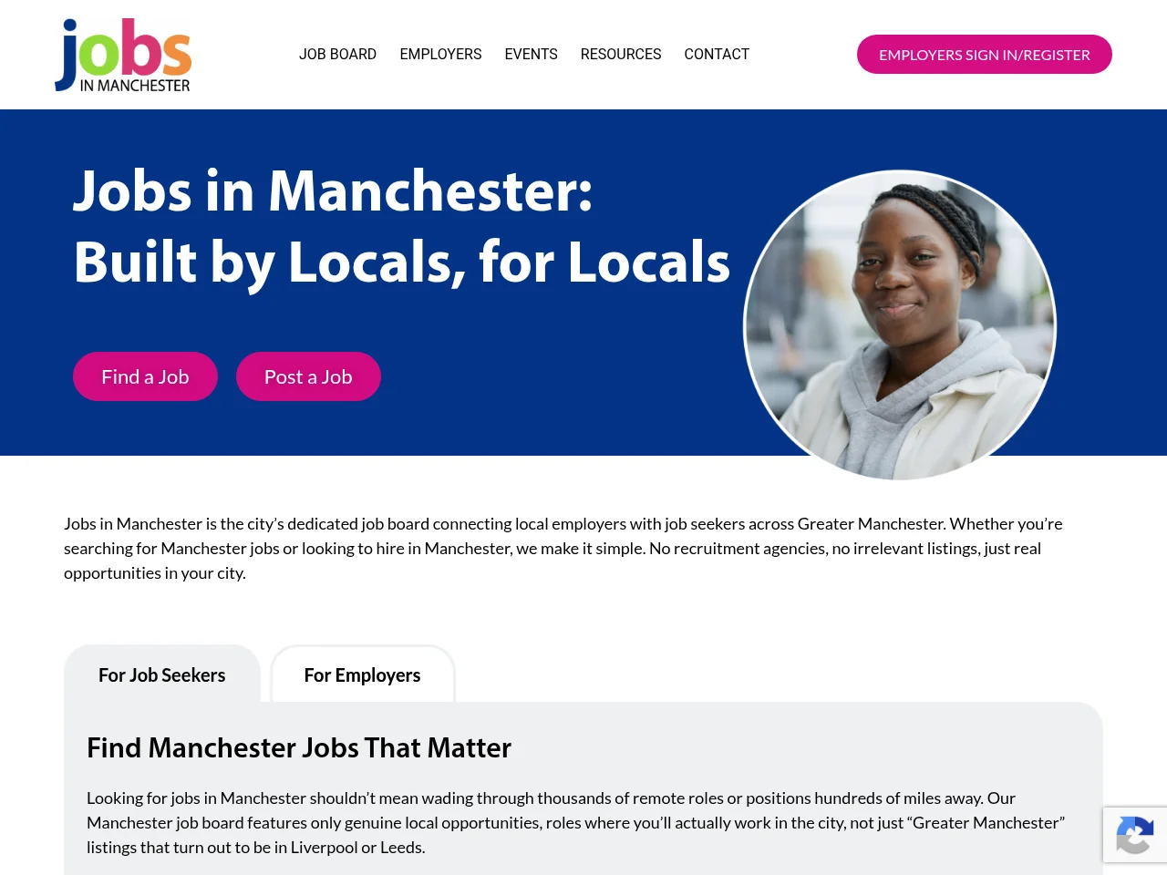 Jobs in Manchester screenshot Jobs in Manchester job board platform screenshot showing job search interface