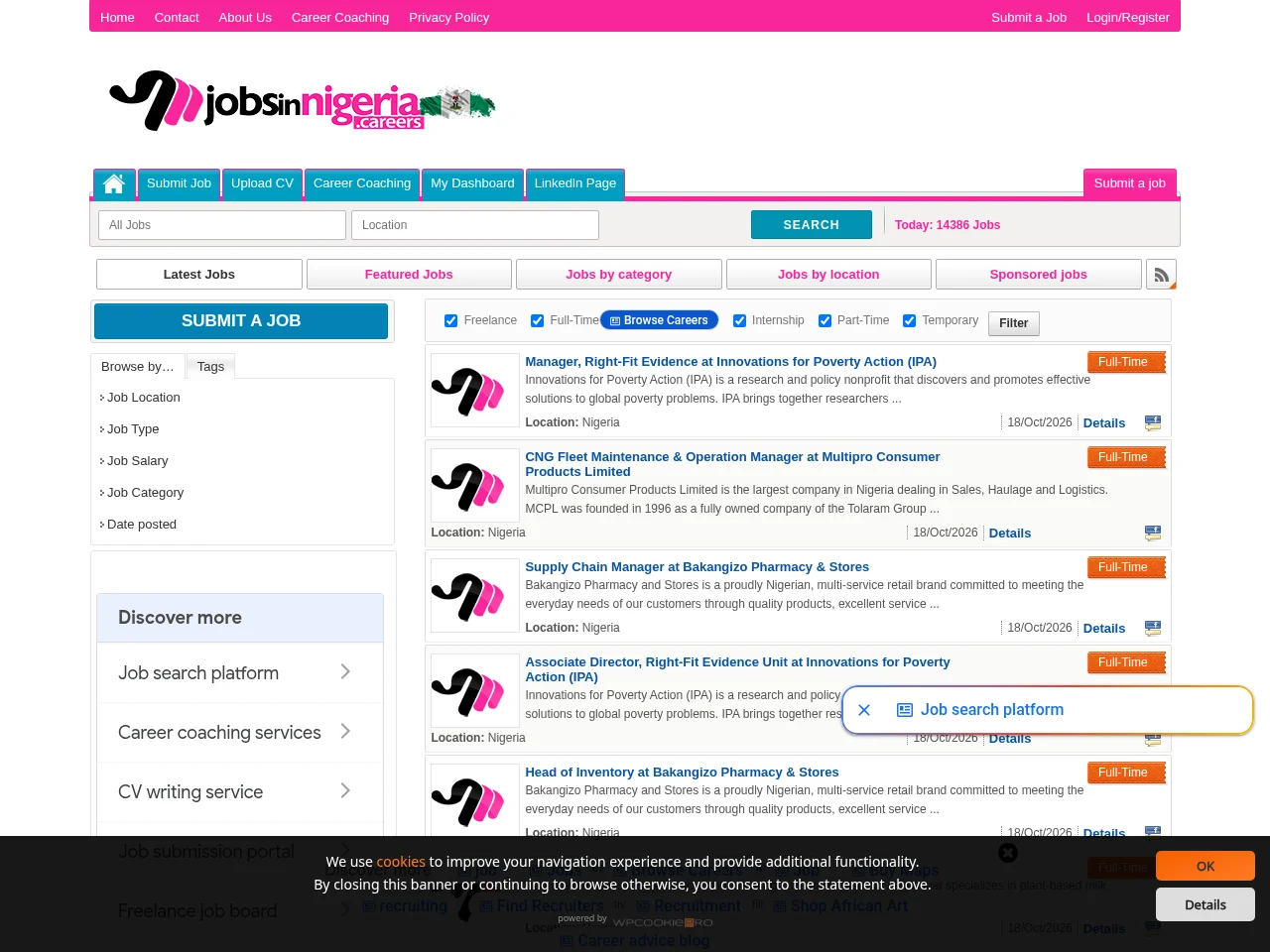 Jobs in Nigeria Careers screenshot Jobs in Nigeria Careers website screenshot