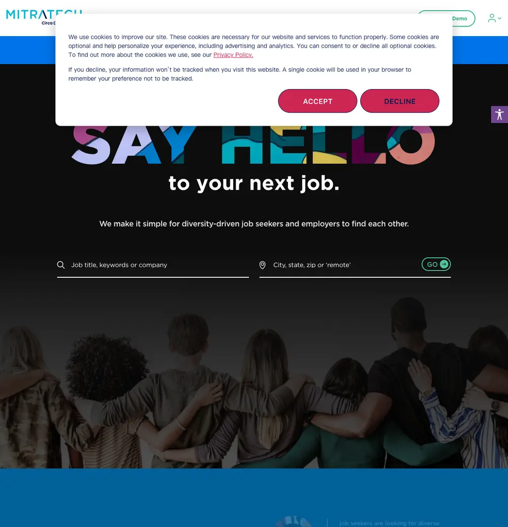 DiversityJobs job board platform screenshot showing job search interface