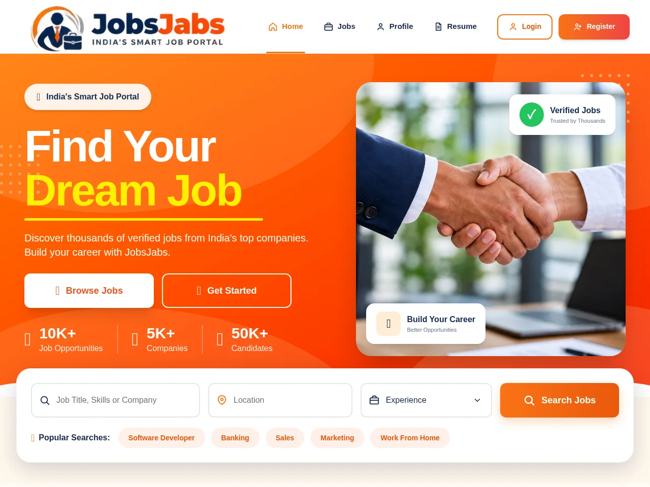 JobsJabs screenshot JobsJabs job board platform screenshot showing job search interface
