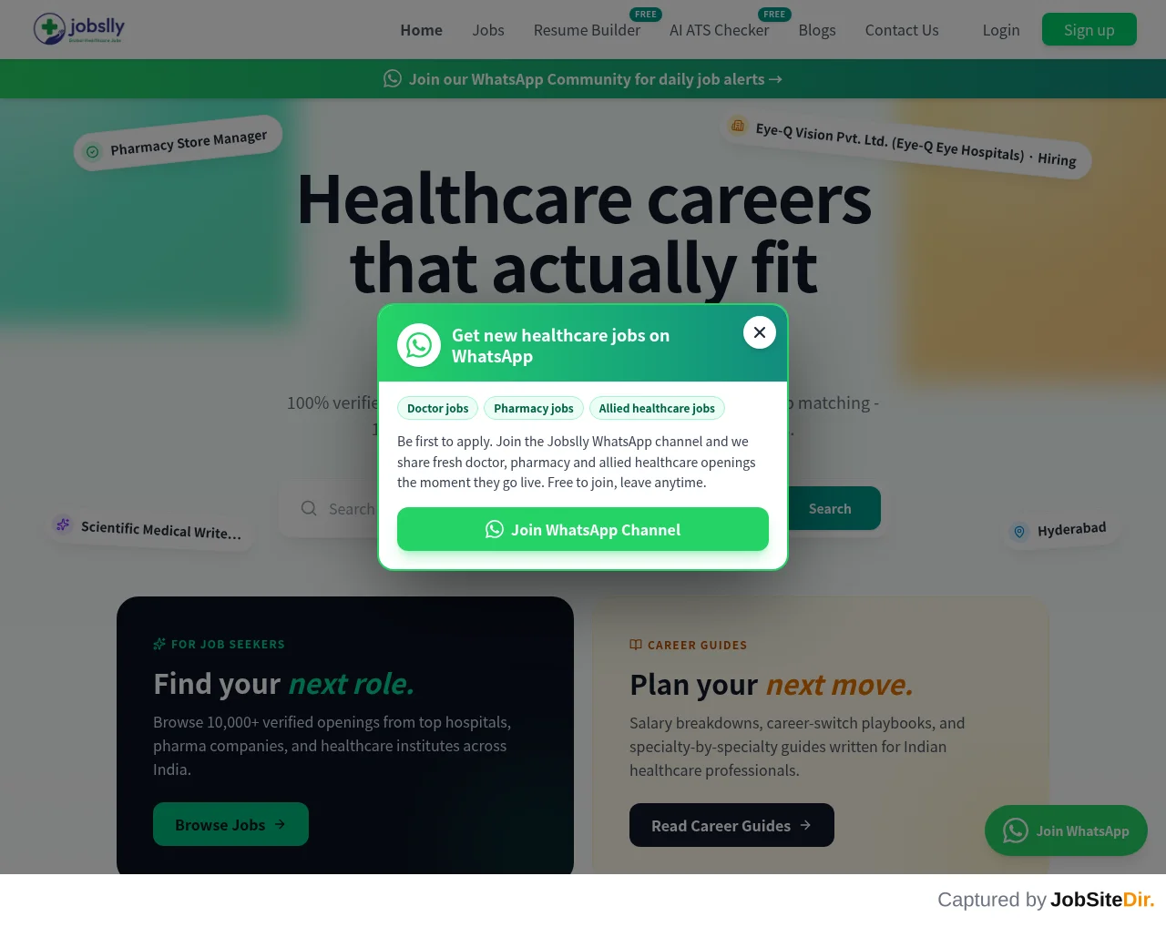 Jobslly screenshot Jobslly website screenshot