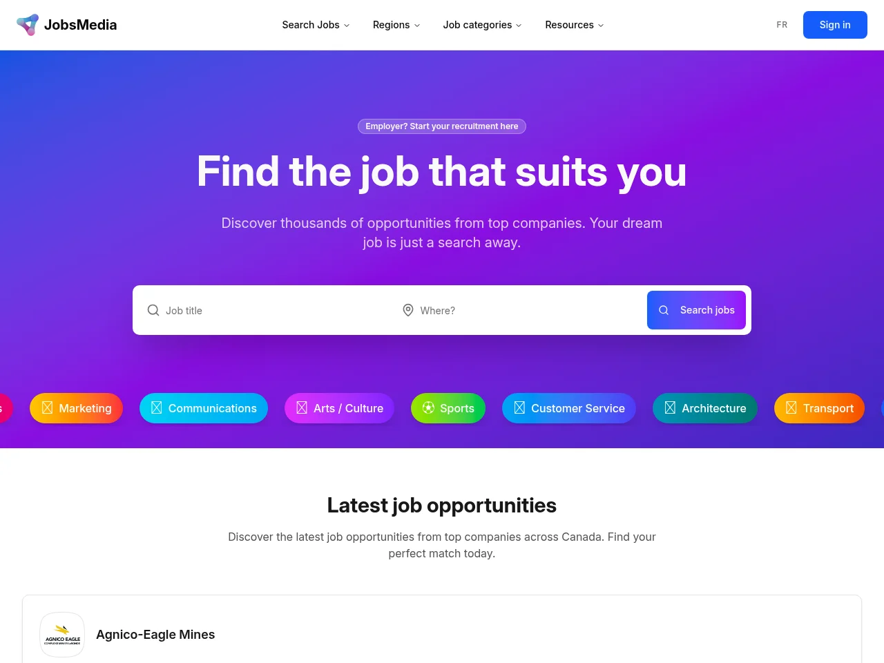 JobsMedia.io screenshot JobsMedia.io job board platform screenshot showing job search interface