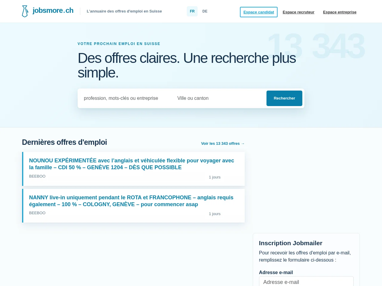 jobsmore.ch screenshot jobsmore.ch job board platform screenshot showing job search interface