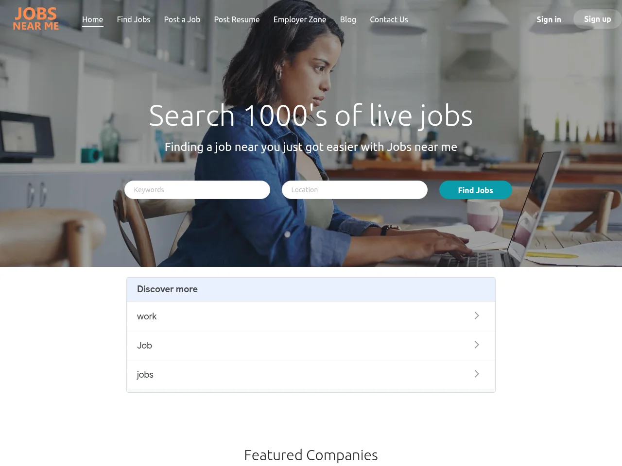 Jobs Near Me screenshot Jobs Near Me job board platform screenshot showing job search interface