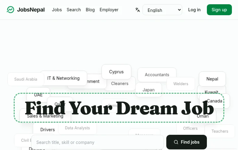 JobsNepal screenshot JobsNepal job board platform screenshot showing job search interface