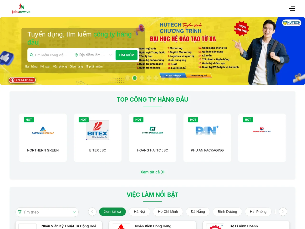 Jobsnew job board platform screenshot showing job search interface