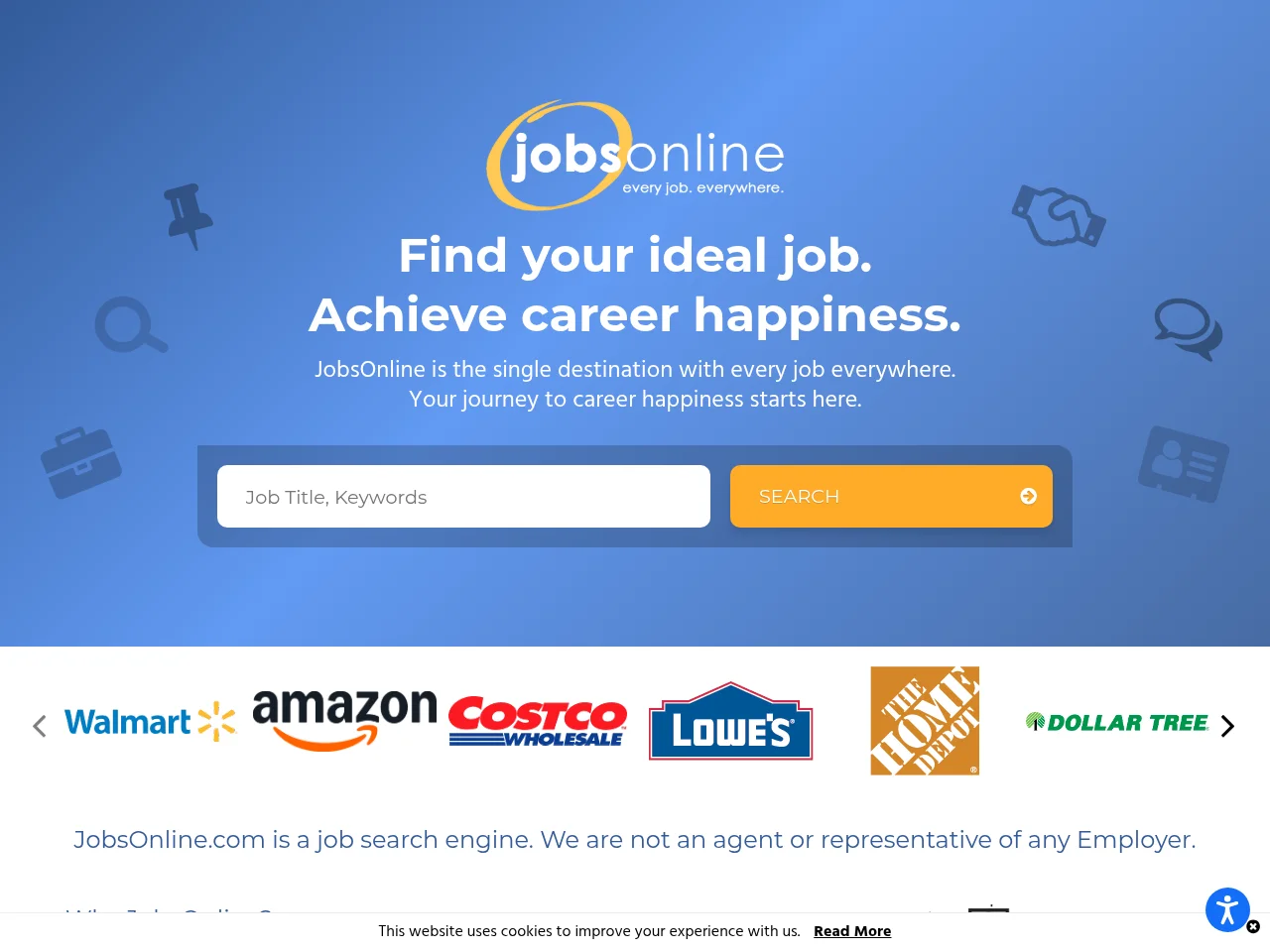 JobsOnline job board platform screenshot showing job search interface