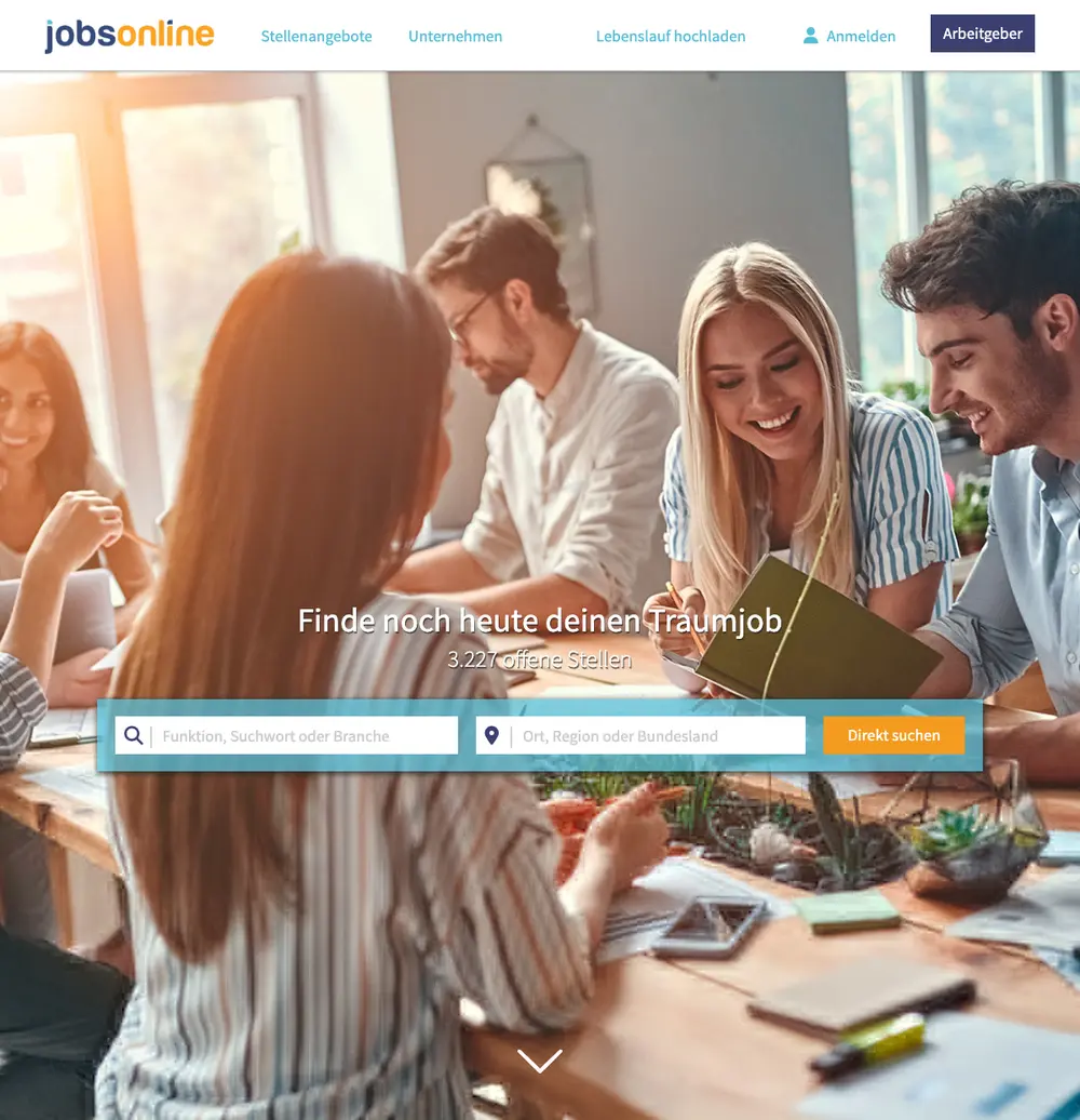 Jobsonline job board platform screenshot showing job search interface
