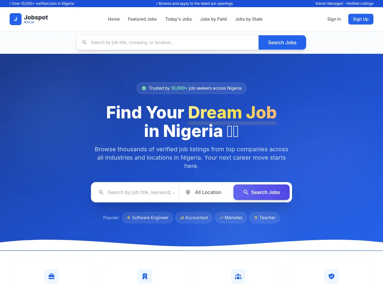 Jobspotnaija website screenshot