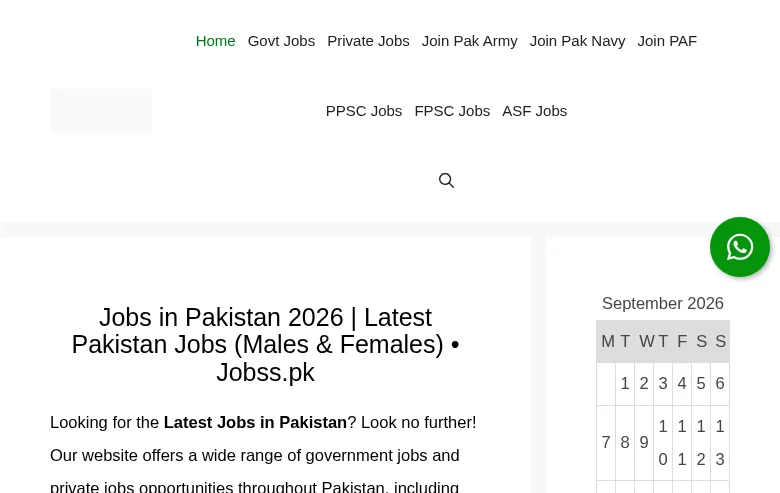 Jobss.pk screenshot Jobss.pk job board platform screenshot showing job search interface