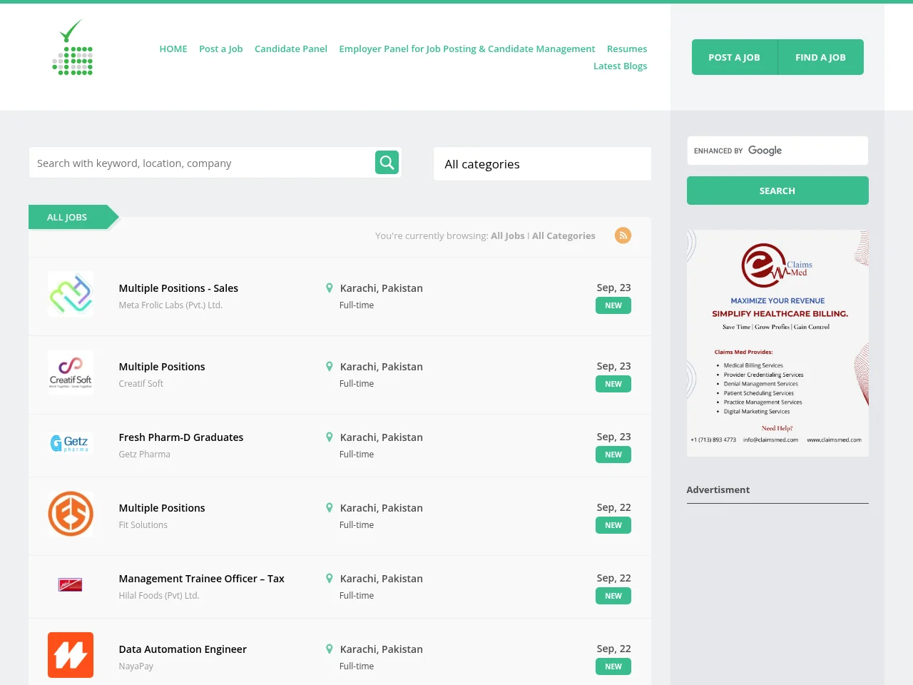 Jobs Section screenshot Jobs Section job board platform screenshot showing job search interface