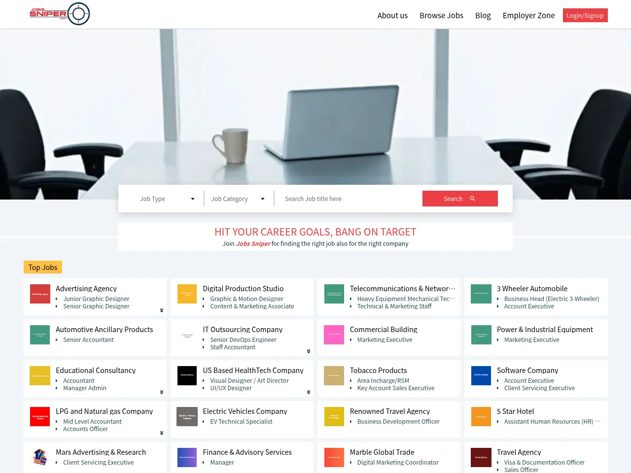 Jobs Sniper screenshot Jobs Sniper job board platform screenshot showing job search interface