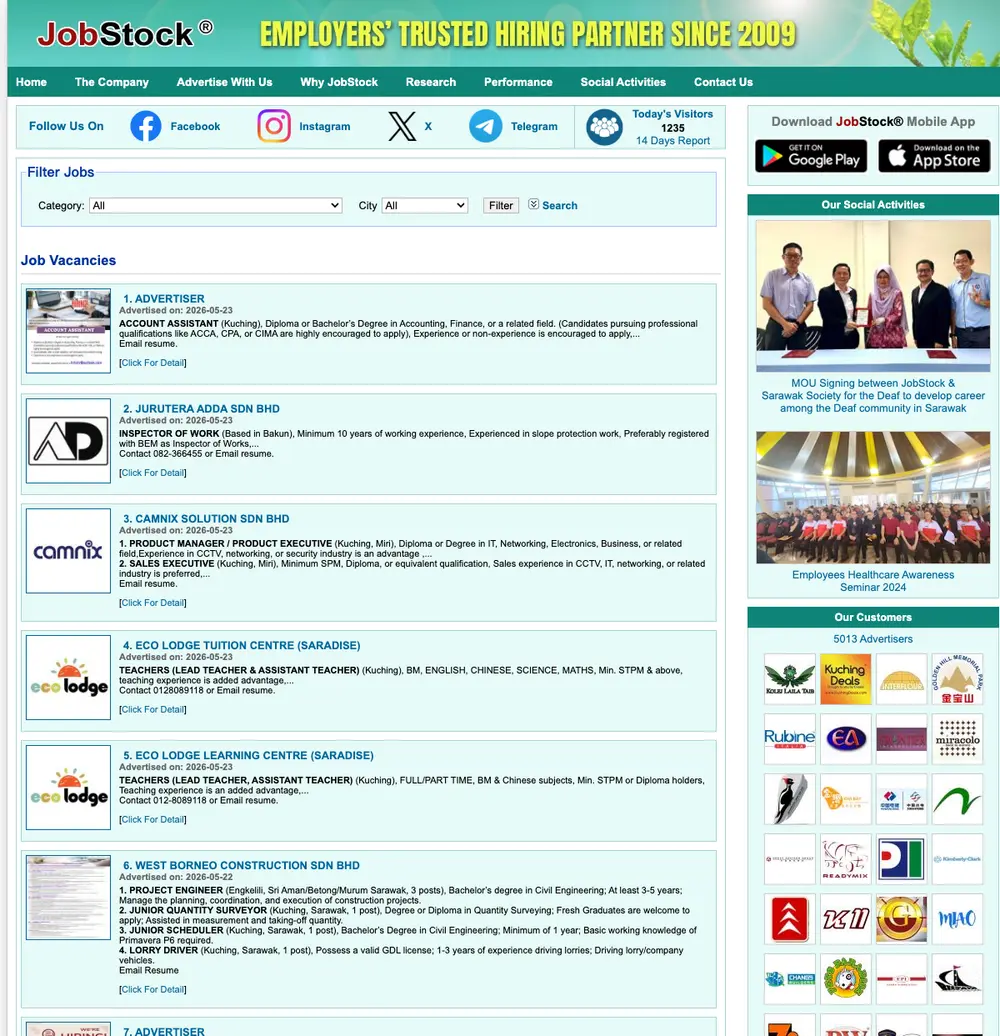 JobStock job board platform screenshot showing job search interface