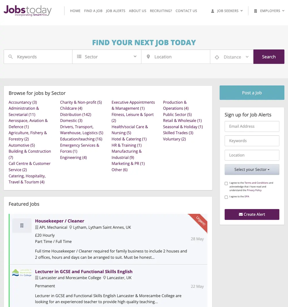 JobsToday screenshot JobsToday job board platform screenshot showing job search interface