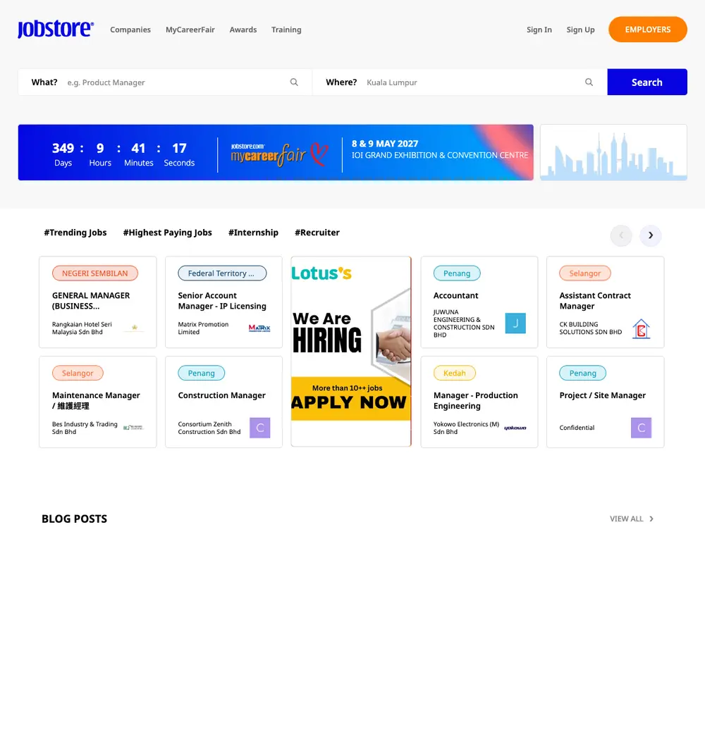 Jobstore job board platform screenshot showing job search interface