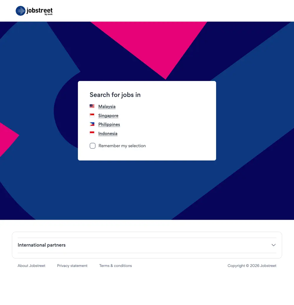 Jobstreet job board platform screenshot showing job search interface