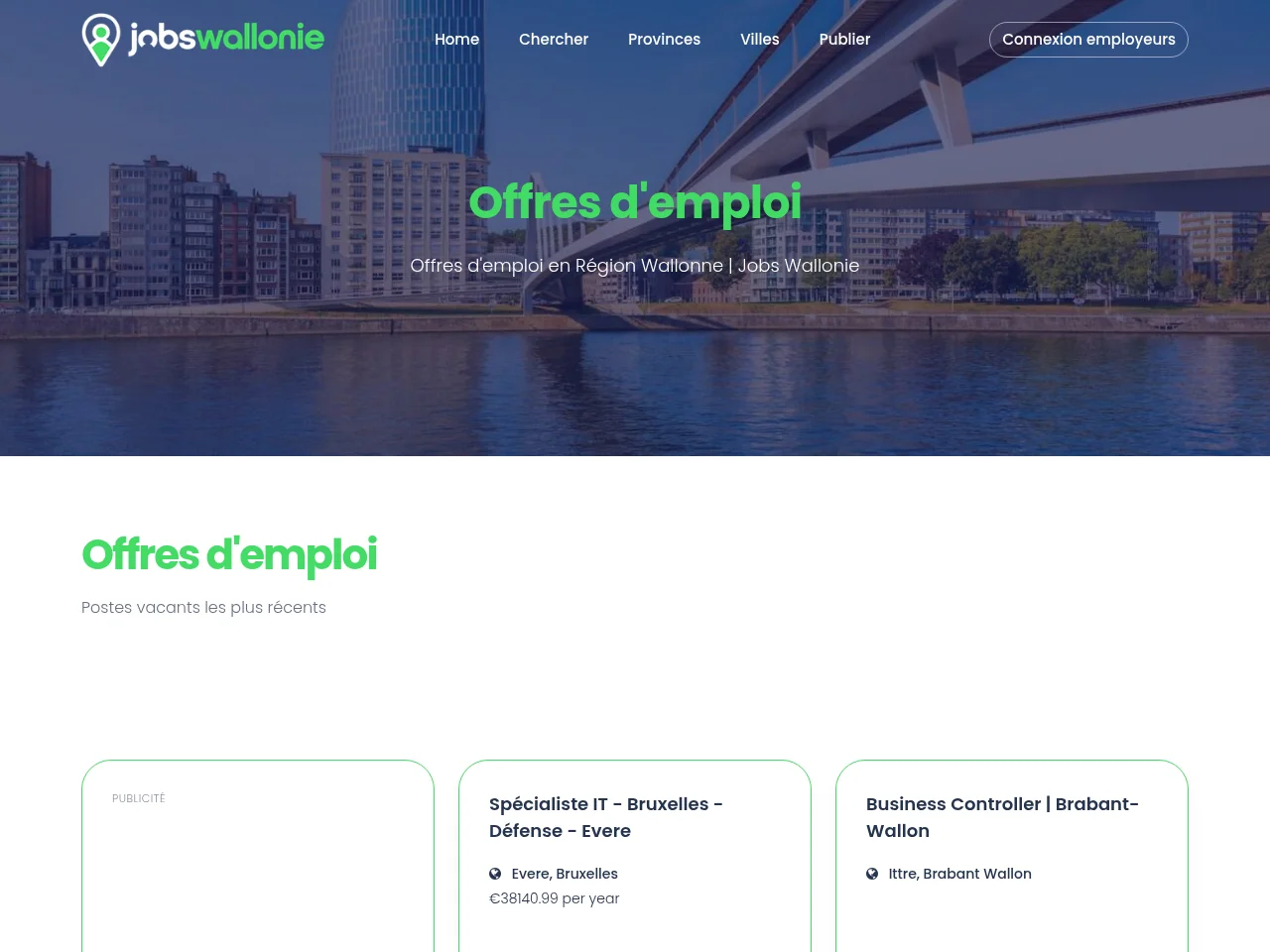 Jobs Wallonie screenshot Jobs Wallonie job board platform screenshot showing job search interface