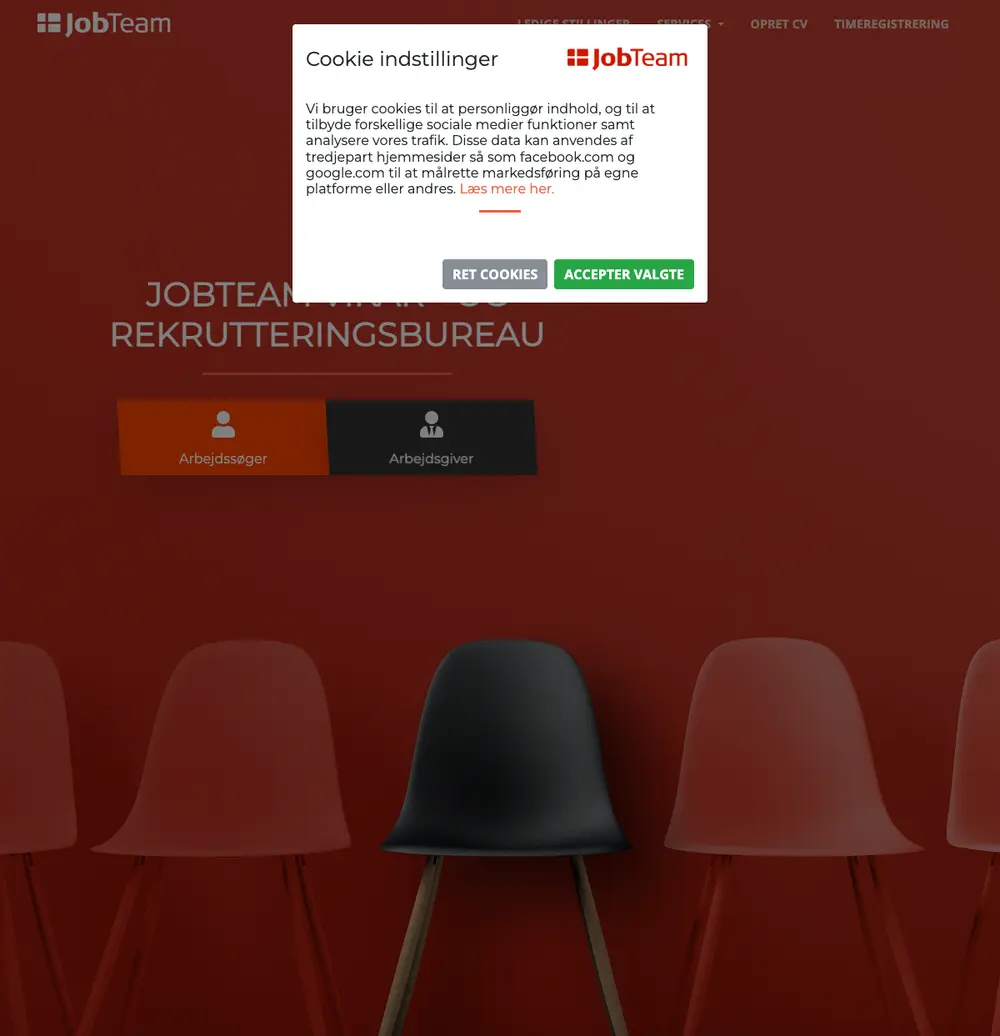 JobTeam job board platform screenshot showing job search interface