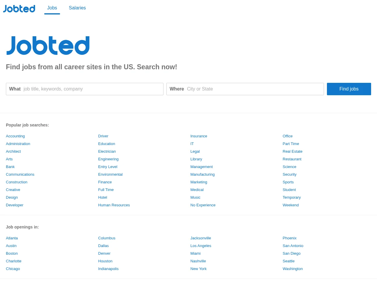Jobted screenshot Jobted job board platform screenshot showing job search interface