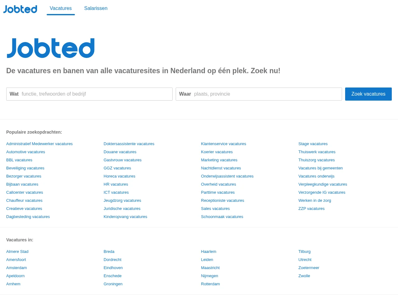 Jobted job board platform screenshot showing job search interface